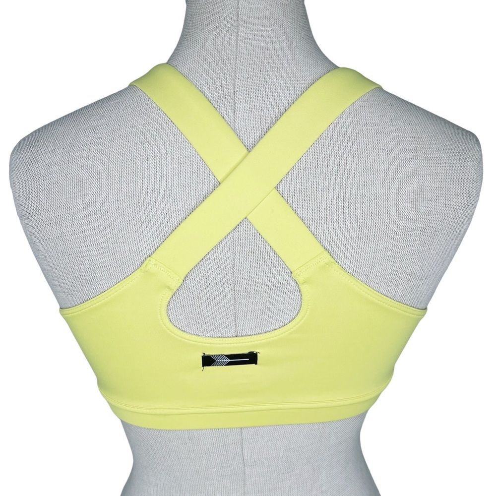Oiselle Lesko Sports Bra sz 2 * Yellow Crossback Running Gym Workout Sporty - Picture 3 of 7